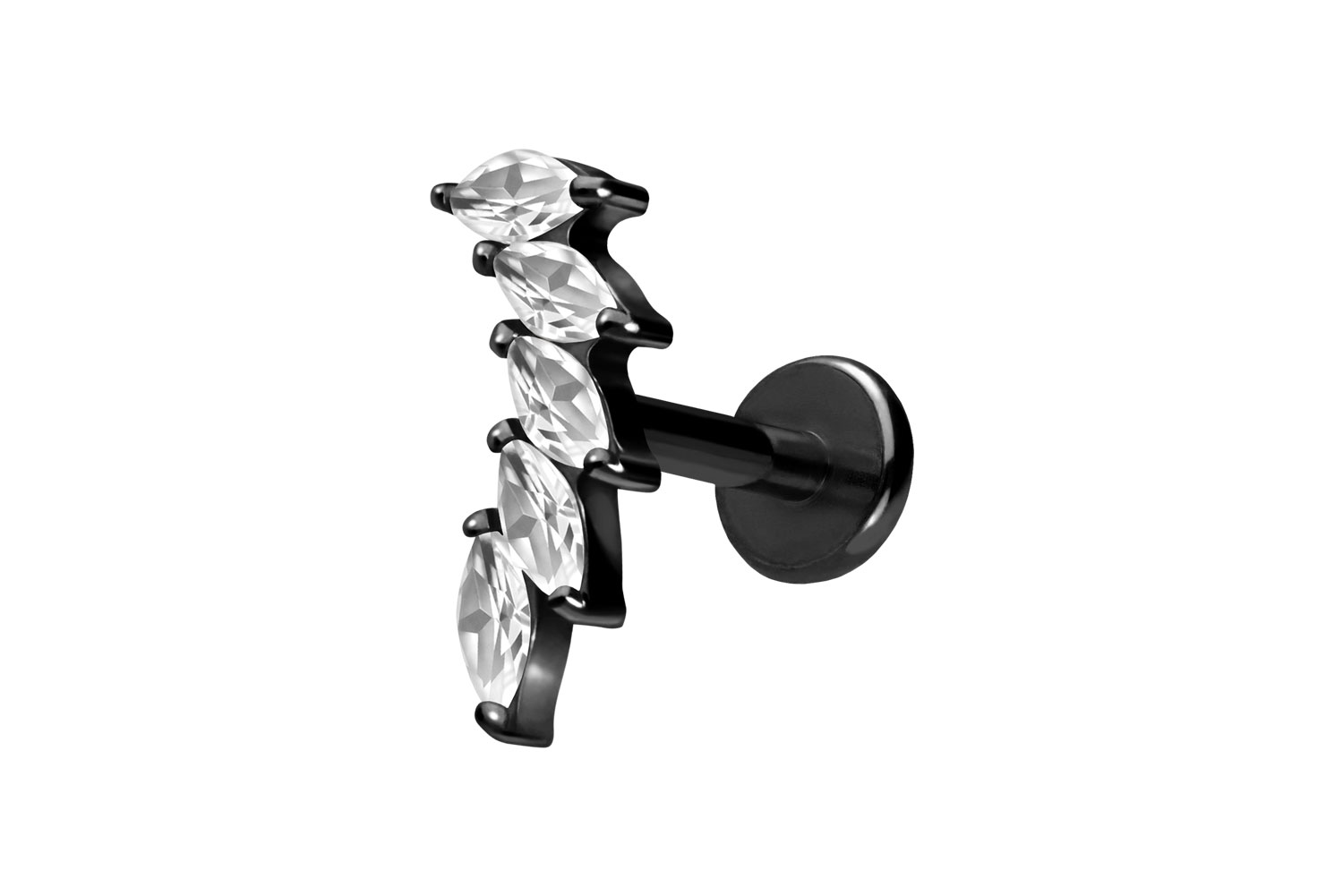 Titan Labret Piercing mit Push Fit 5 EINGEFASSTE KRISTALLTROPFEN